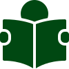 Person reading icon dark green