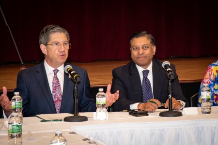Dr. James Nemitz and Dr. Gupta during the June 10 WVSOM roundtable discussion.