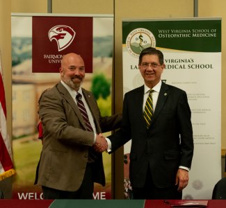 Fairmont State President Michael Davis and WVSOM President James W. Nemitz