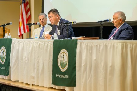 Government officials speak during WVSOM's bioscience economic development forum