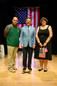 WVSOM president James W. Nemitz, Ph.D., with President’s Outstanding Employee Award winners Brian Griffith, Ph.D., and Katie Williams, Ph.D.