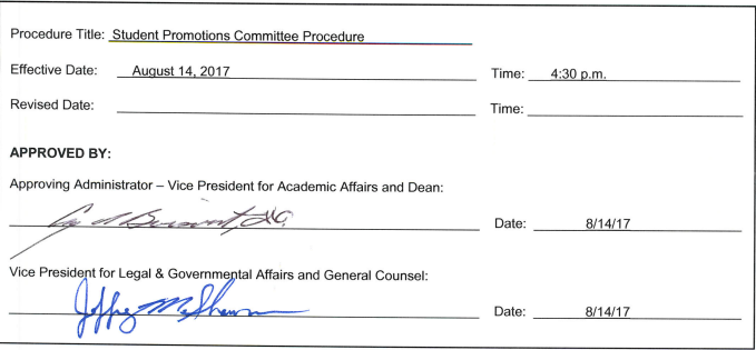 Student Promotions Committee Signatures