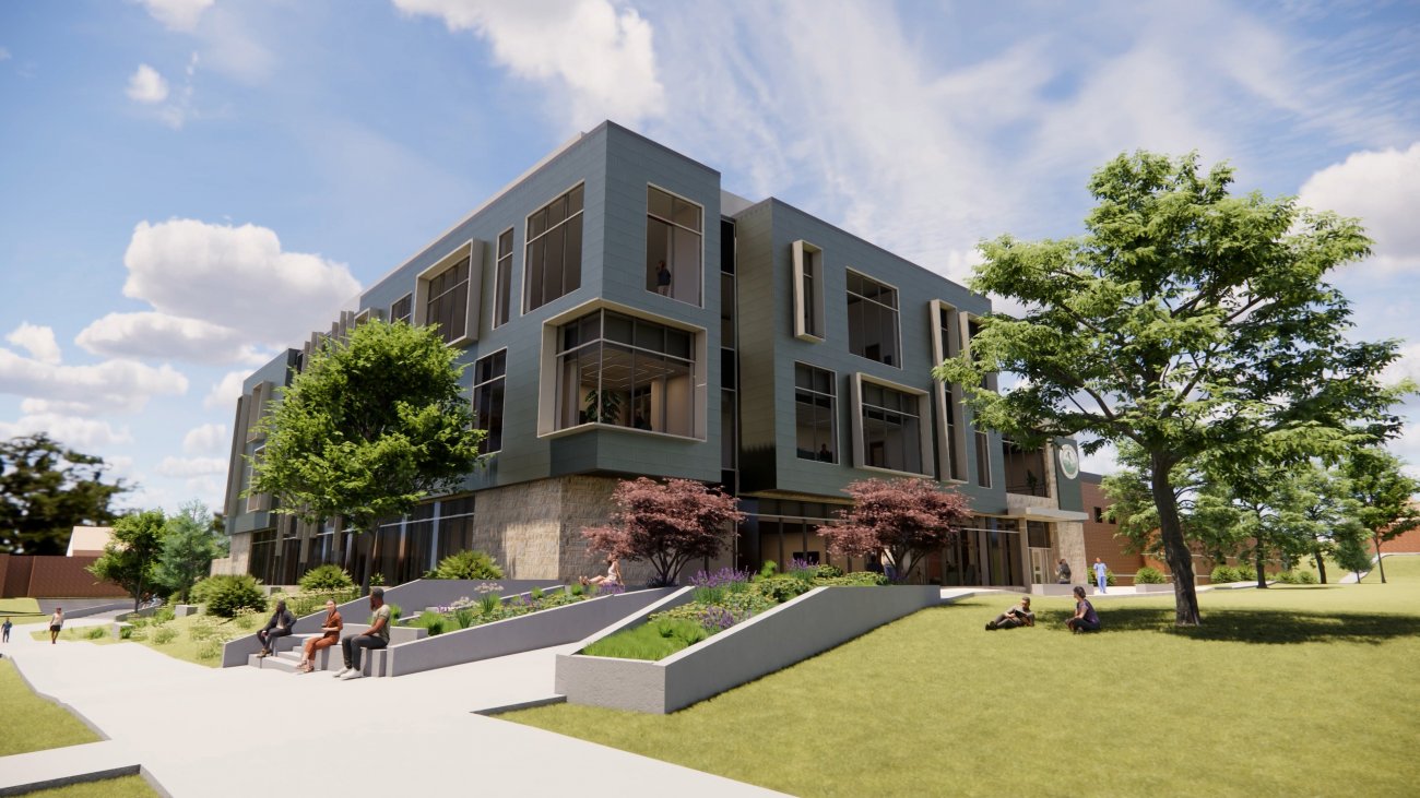 Architectural rendering of the science building expansion.