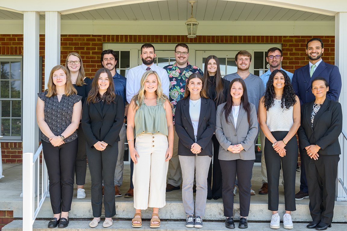 Scholarship winners stand in front of WVSOM Alumni Center