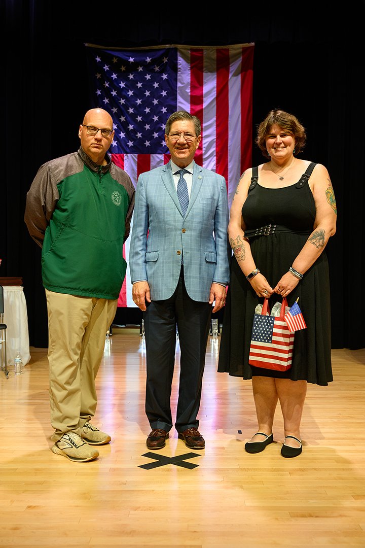 WVSOM president James W. Nemitz, Ph.D., with President’s Outstanding Employee Award winners Brian Griffith, Ph.D., and Katie Williams, Ph.D.