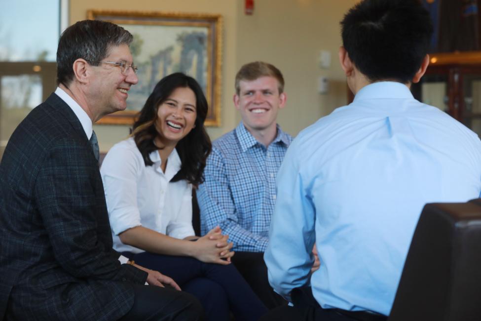 WVSOM President Dr. Nemitz talking with students