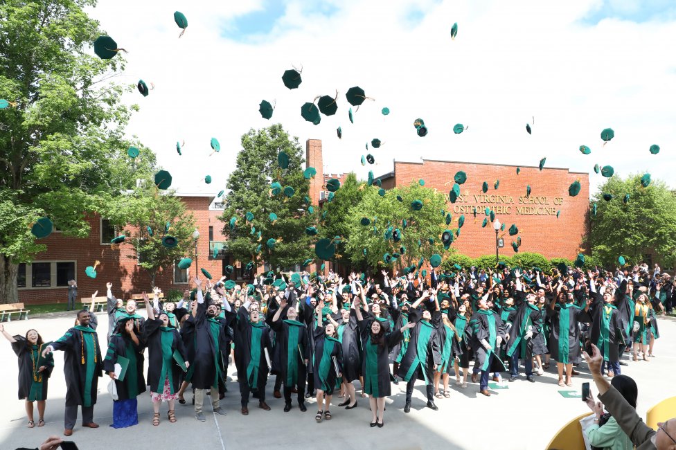2022 WVSOM Graduation hat toss