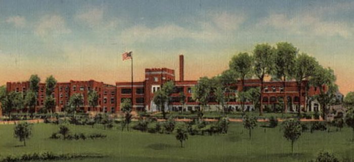 Historical image of the WVSOM Main Building and quad when it was the Greenbrier Military Academy